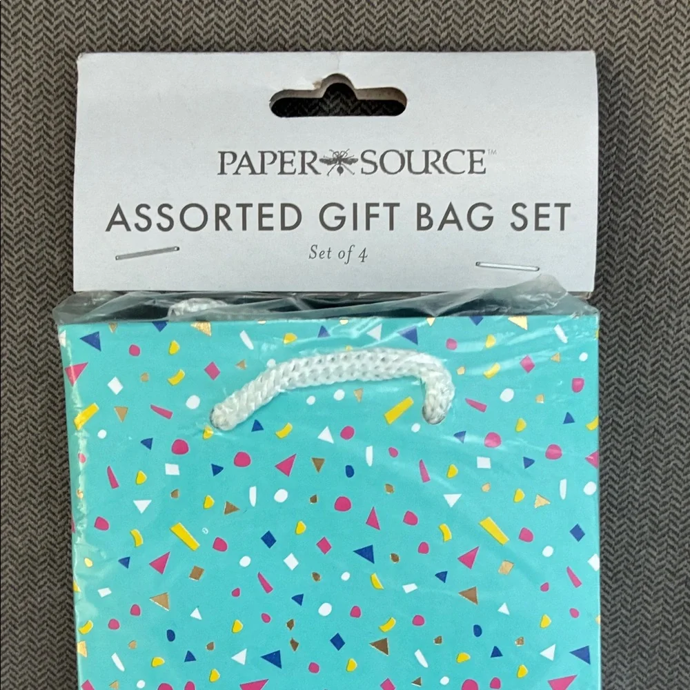 Paper Source Birthday Blue Confetti Wine Gift Bag Set 4 4x4x13.5 NWT